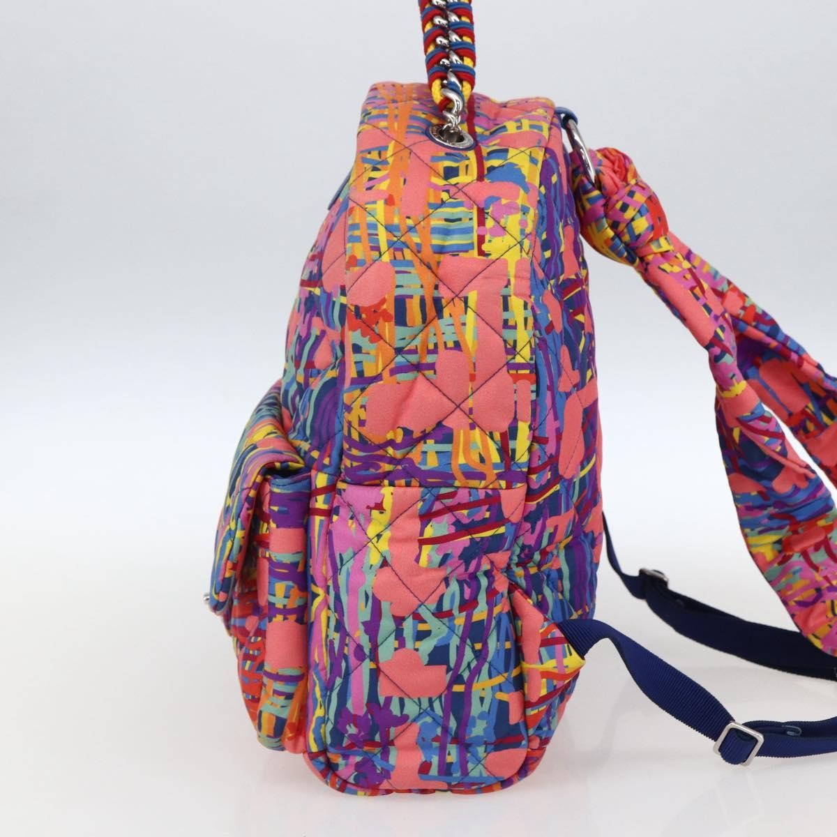 Chanel Cc Pocket Backpack Quilted Printed Foulard Multicolour Nylon Backpack Bag