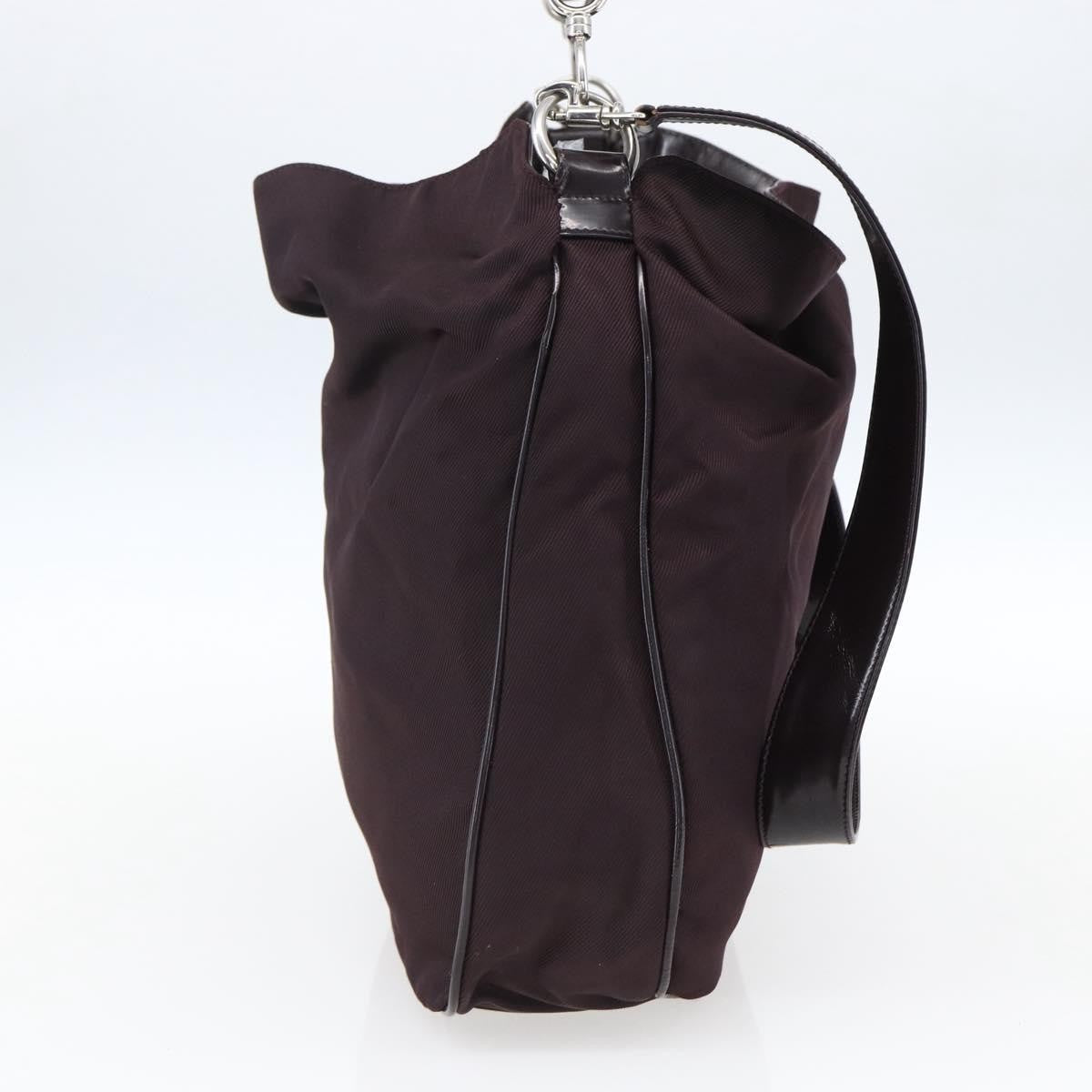 Gucci Vintage Bamboo Handle Bag Nylon Burgundy Nylon Handbag (Pre-Owned)