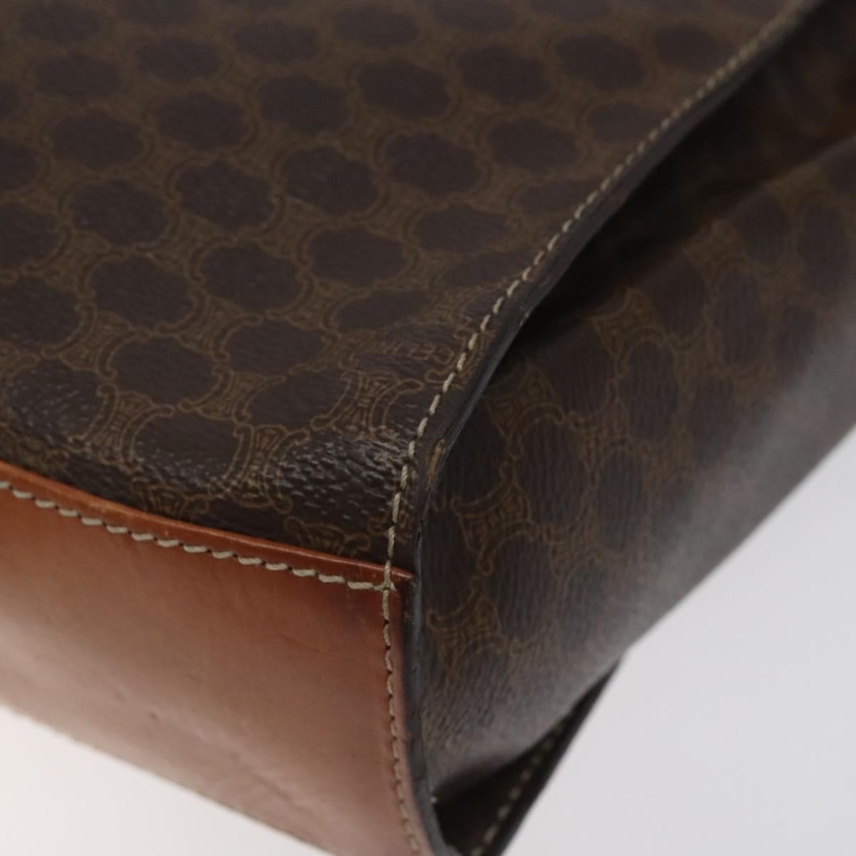 Celine Vintage Macadam Circle Logo Shoulder Bag Canvas And Leather Brown Canvas Shoulder Bag Bag