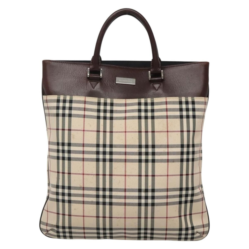 Burberry Nova Check Tote Nylon Beige Nylon Bag