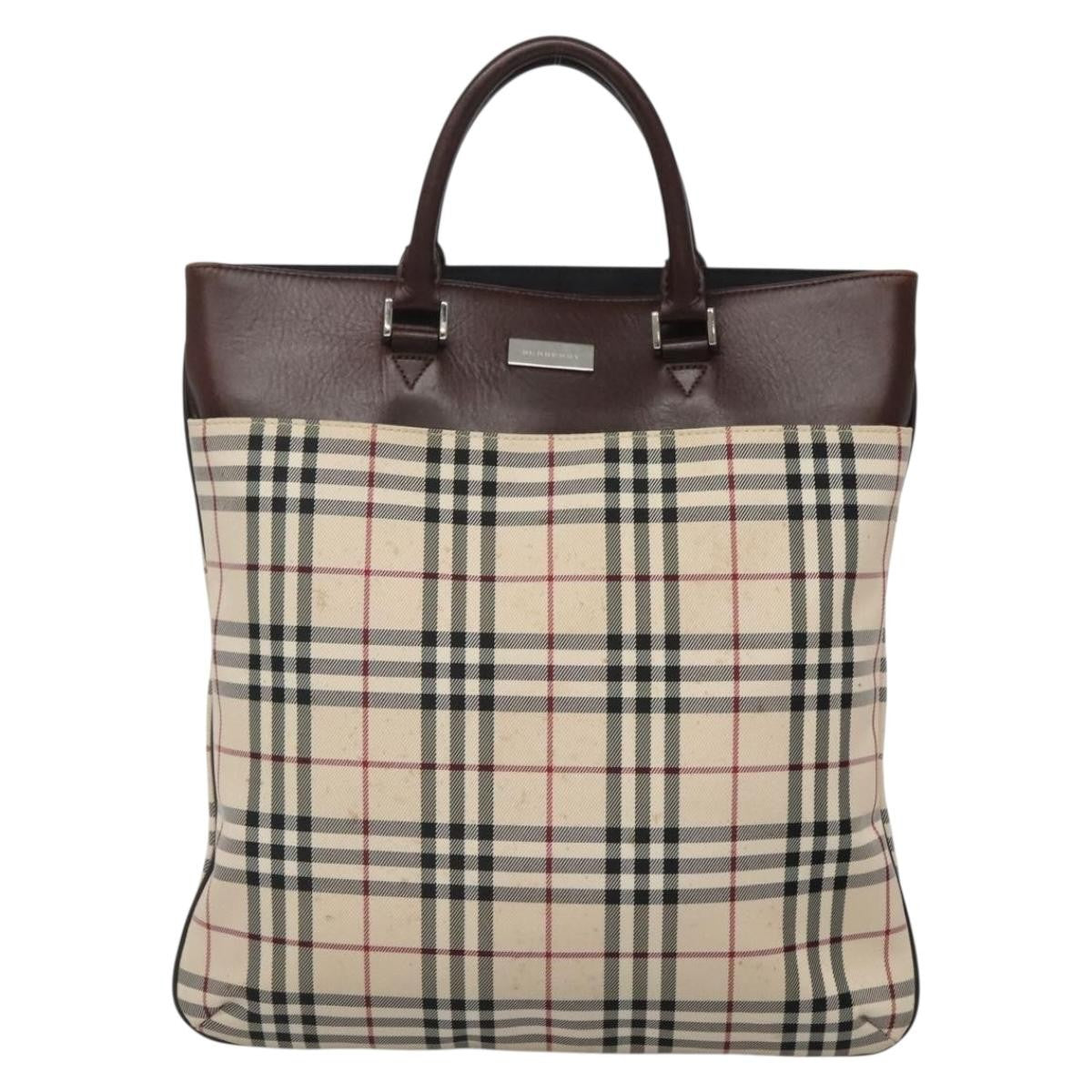 Burberry Nova Check Tote Nylon Beige Nylon Bag