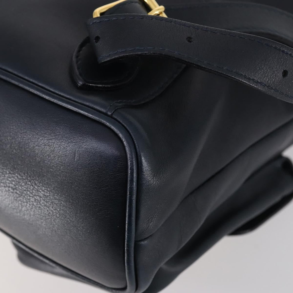 Gucci Vintage Bamboo Backpack Leather Navy Leather Backpack Bag (Pre-Owned)