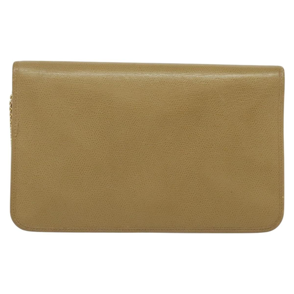 Christian Dior Vintage Chain Flap Shoulder Bag Leather Beige Leather Shoulder Bag Bag (Pre-Owned)