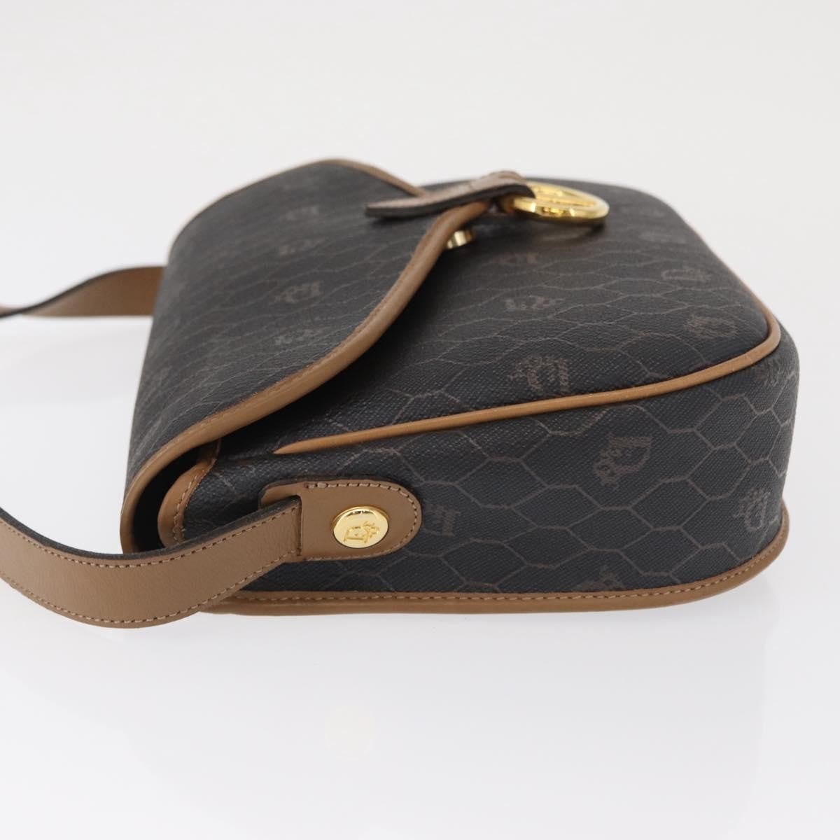 Christian Dior Vintage Honeycomb Flap Crossbody Bag Canvas And Leather Black Canvas Shoulder Bag Bag (Pre-Owned)