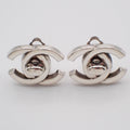 Chanel Cc Turnlock Clip-On Earrings Metal Silver Silver_Plated Earrings Jewelry