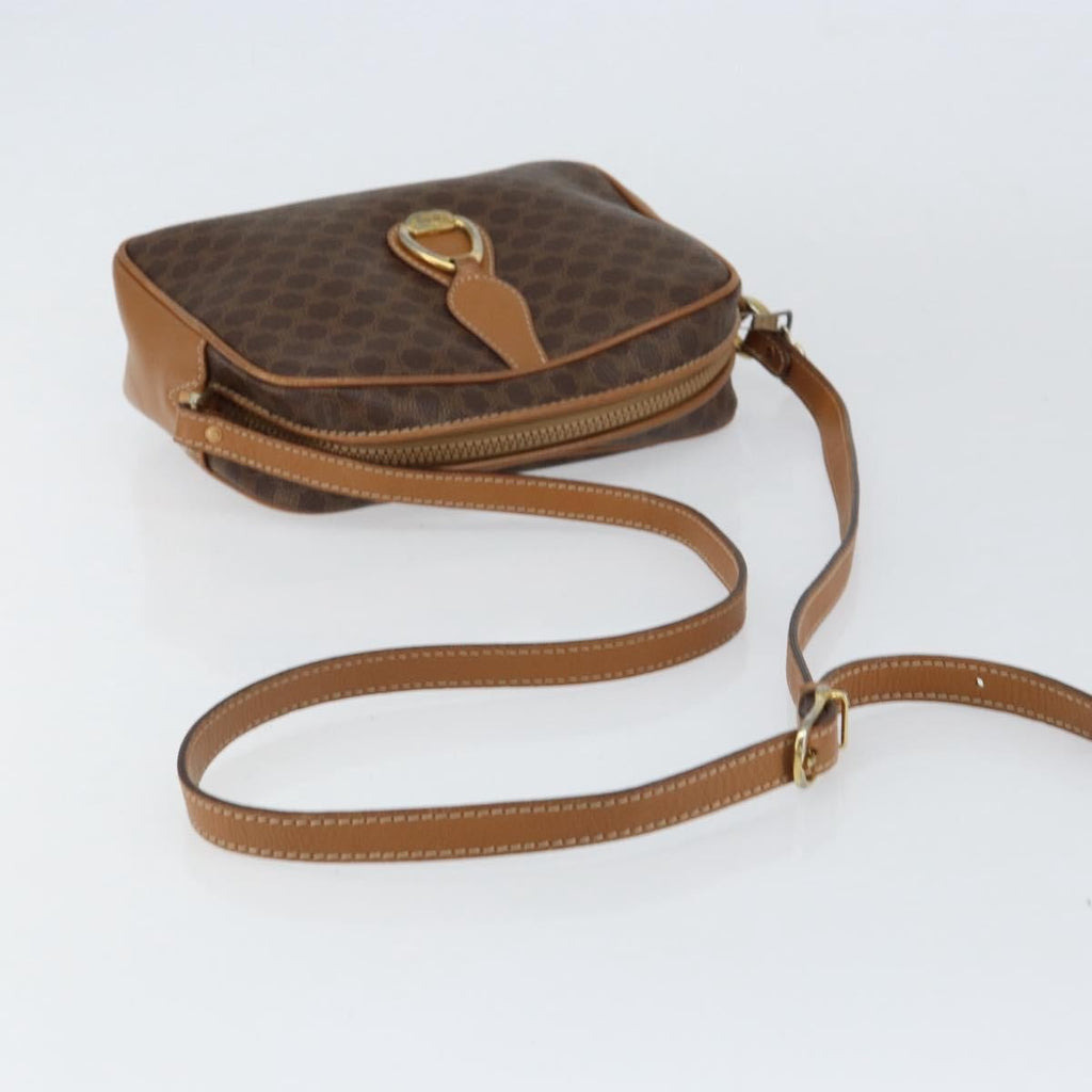 Celine Vintage Macadam Shoulder Bag Canvas And Leather Brown Canvas Shoulder Bag Bag
