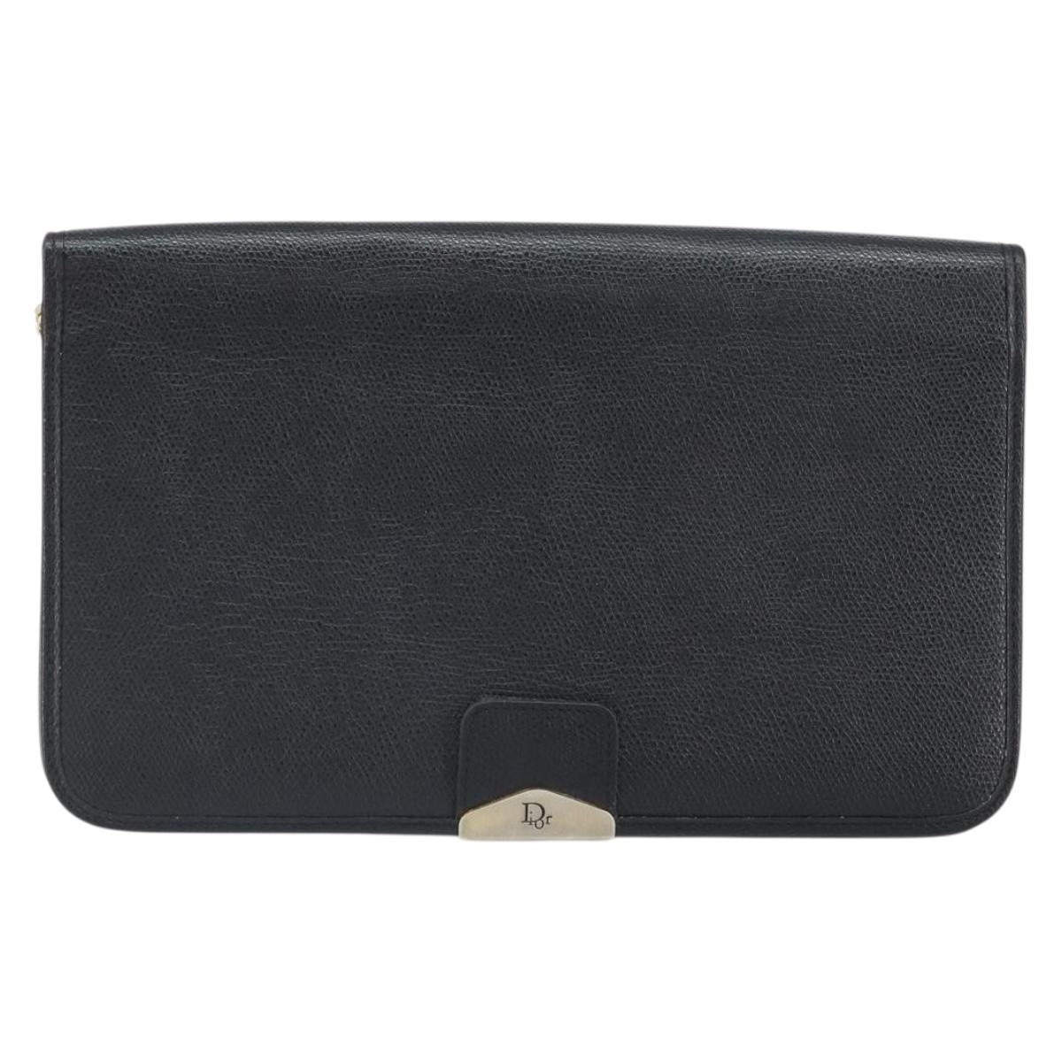 Christian Dior Vintage Chain Flap Shoulder Bag Leather Black Leather Shoulder Bag Bag (Pre-Owned)