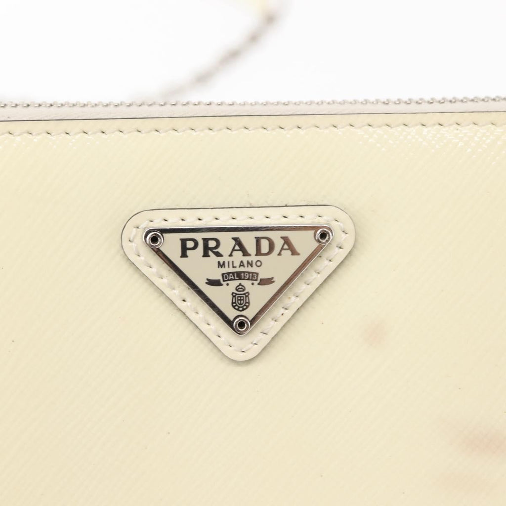 Prada Chain Crossbody Bag Vernice Saffiano Leather White Leather Shoulder Bag Bag