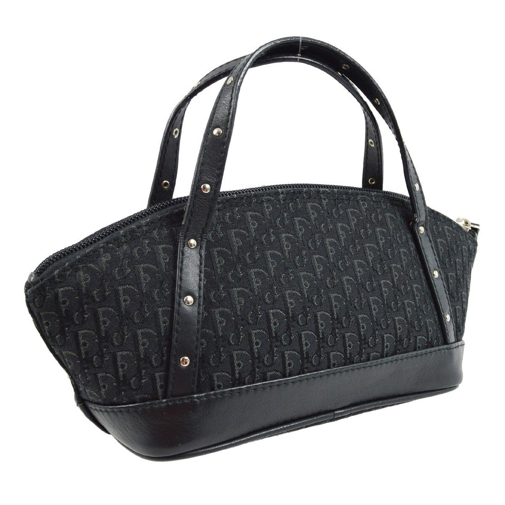 Christian Dior Vintage Trotter Handbag Canvas Black Canvas Handbag (Pre-Owned)