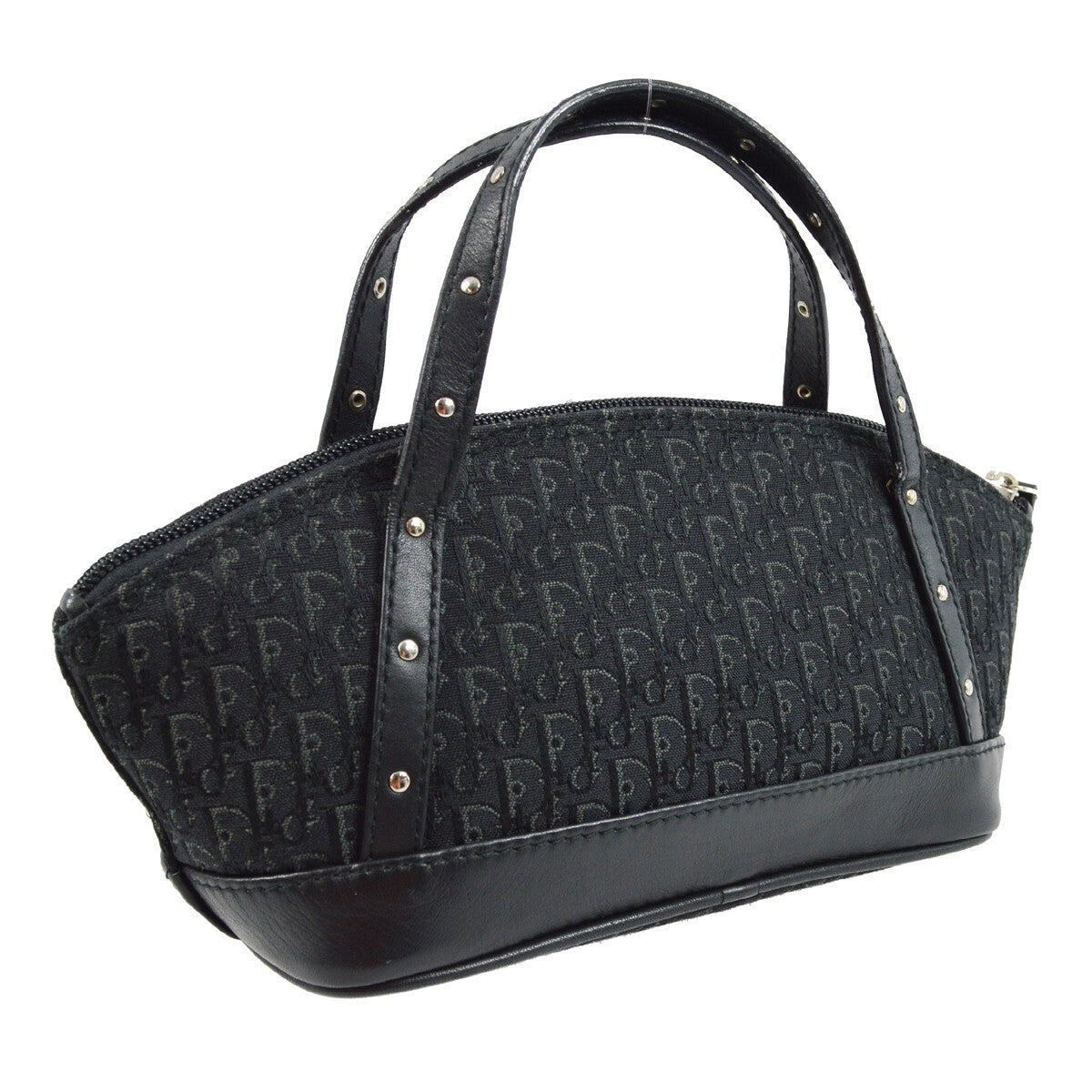 Christian Dior Vintage Trotter Handbag Canvas Black Canvas Handbag (Pre-Owned)