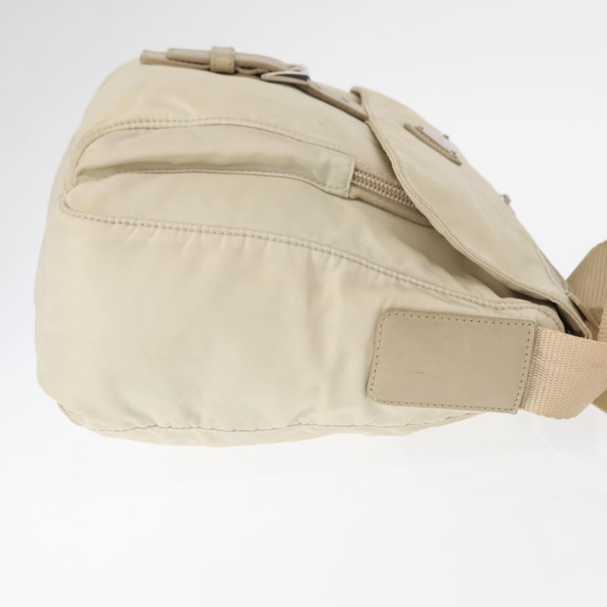 Prada Buckle Messenger Bag Tessuto Beige Nylon Shoulder Bag Bag