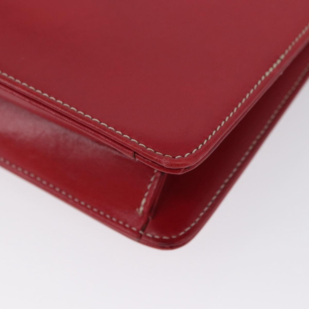 Christian Dior Vintage Cd Chain Flap Shoulder Bag Leather Red Leather Shoulder Bag Bag (Pre-Owned)