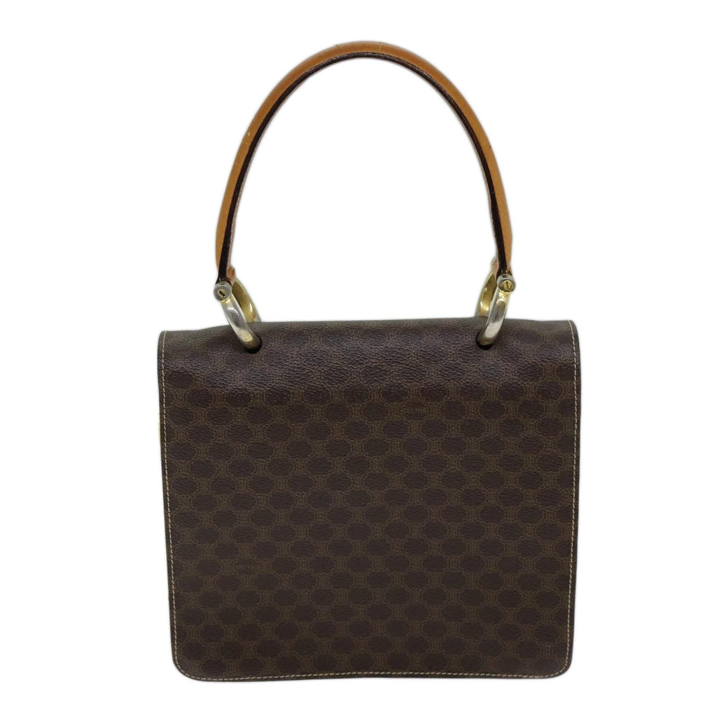 Celine Macadam Handbag Macadam With Leather Brown Canvas Handbag