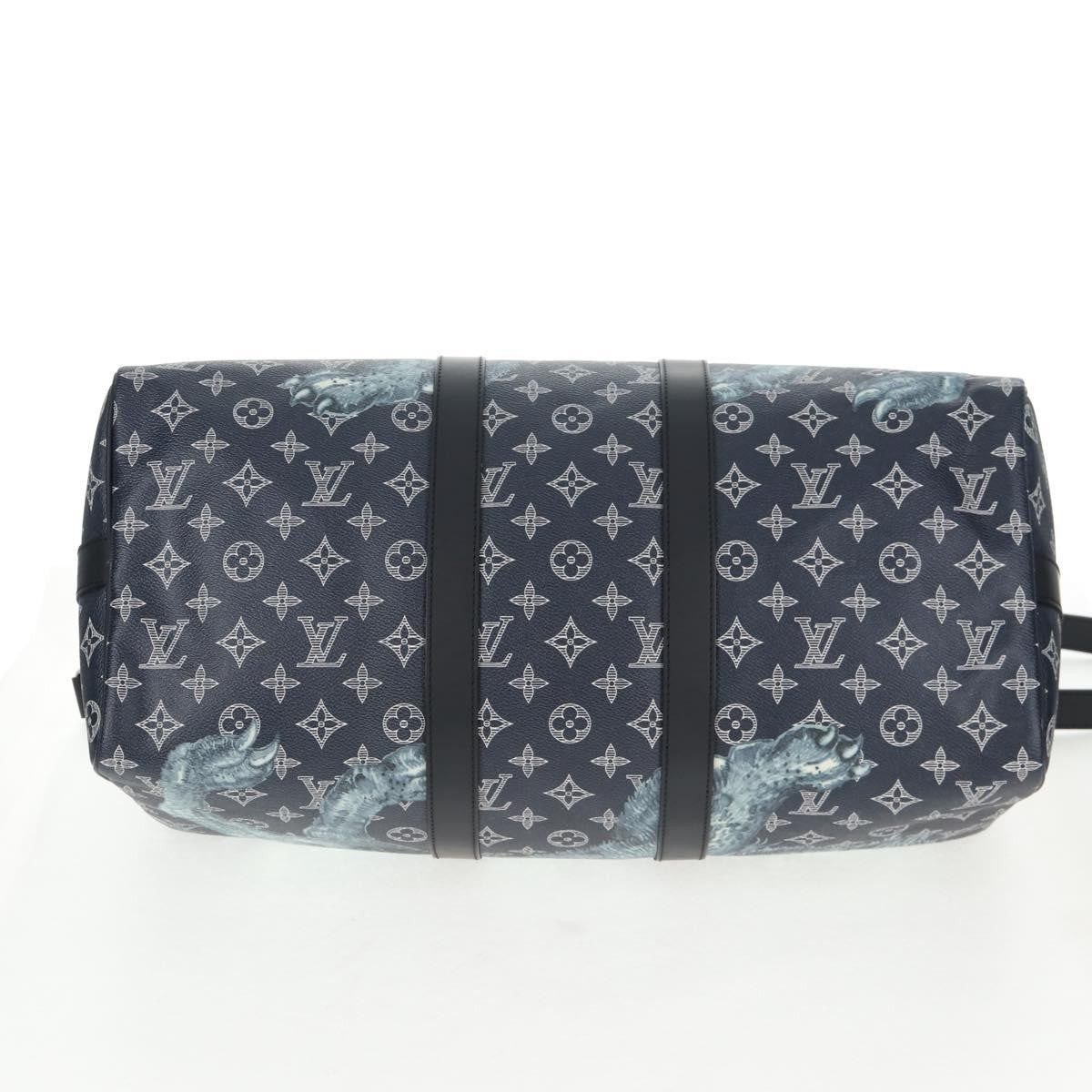 Louis Vuitton Keepall Bandouliere Bag Limited Edition Chapman Savane Monogram Canvas Navy Canvas Travel Bag