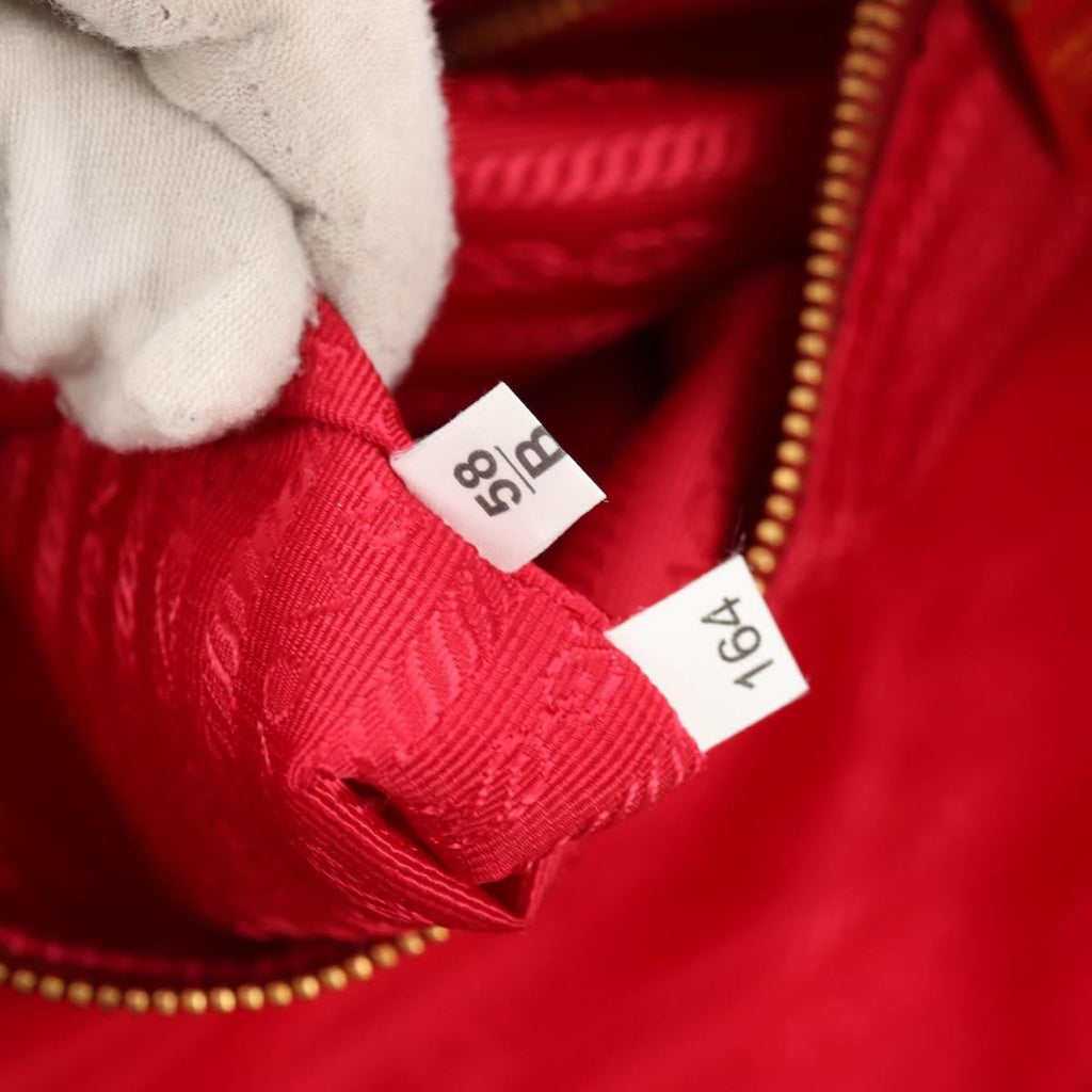 Prada Vela Double Front Pocket Backpack Tessuto With Saffiano Leather Red Nylon Backpack Bag