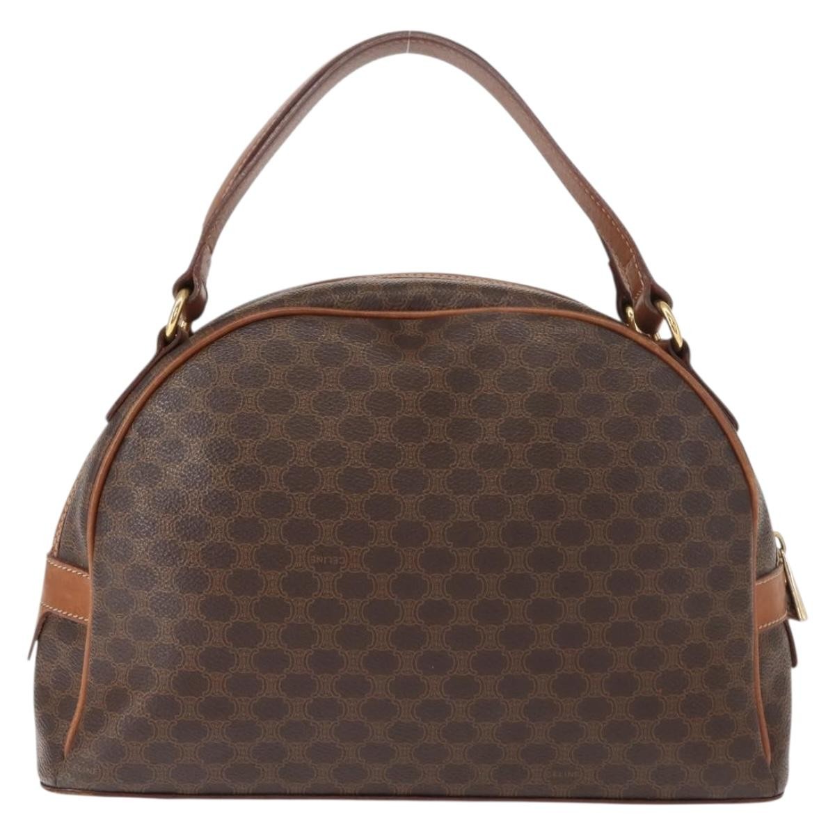Celine Vintage Macadam Handbag Canvas And Leather Brown Canvas Handbag