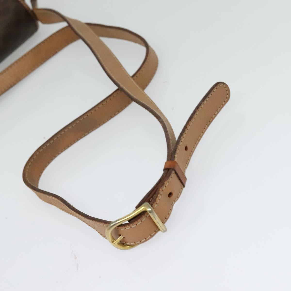 Celine Vintage Macadam Circle Logo Shoulder Bag Canvas And Leather Brown Canvas Shoulder Bag Bag
