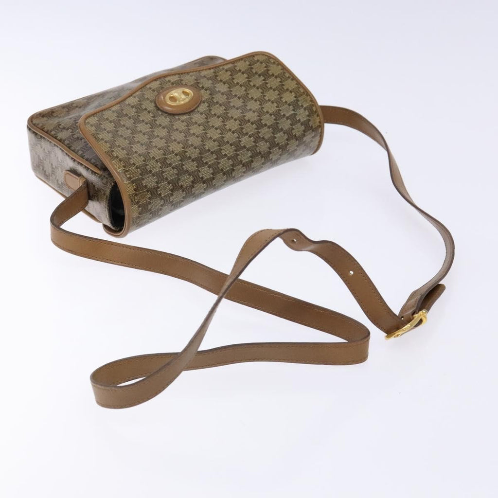 Celine Macadam Shoulder Bag Pvc Leather Beige Pvc Bag
