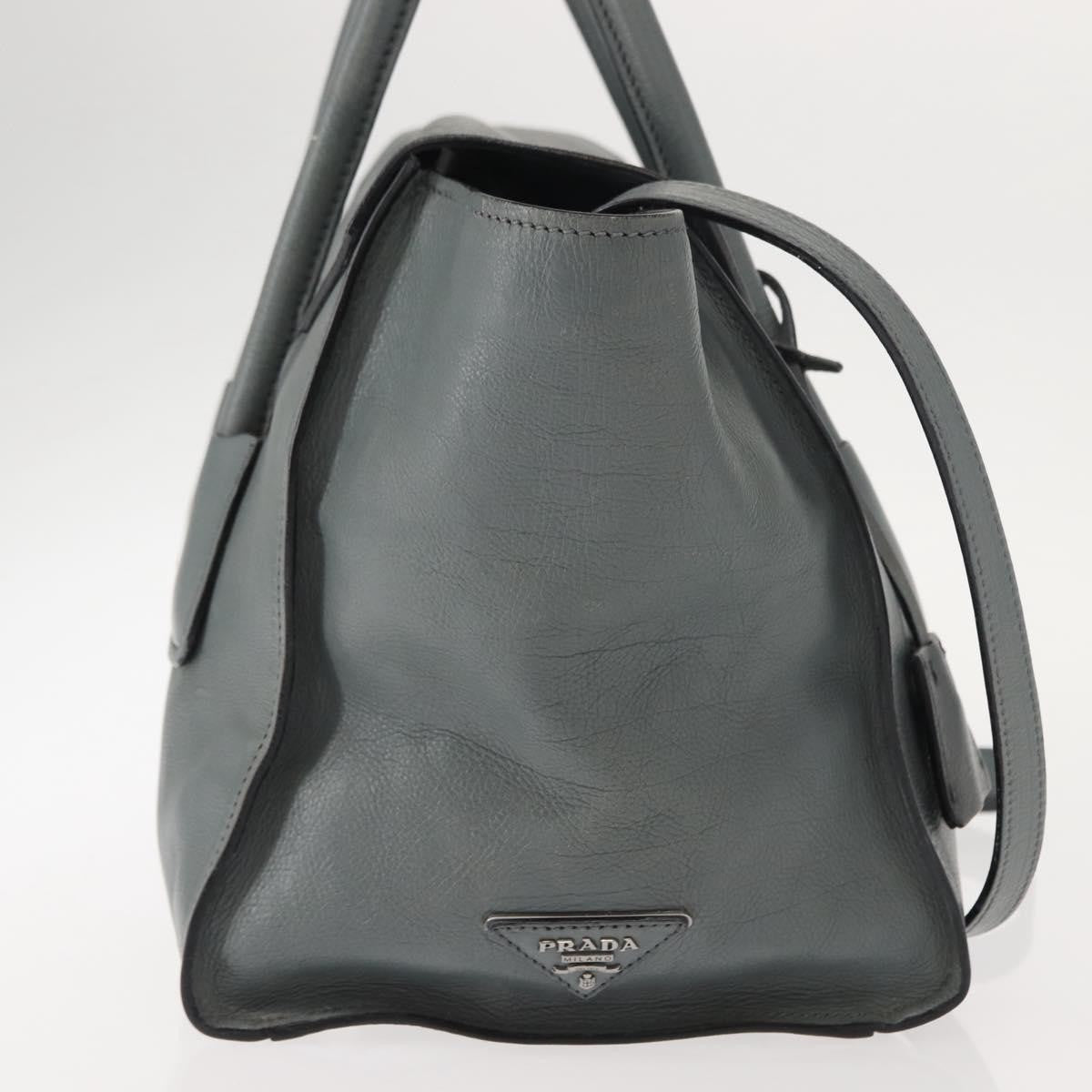Prada Twin Pocket Lock Flap Tote Glace Calf Gray Leather Tote Bag Bag