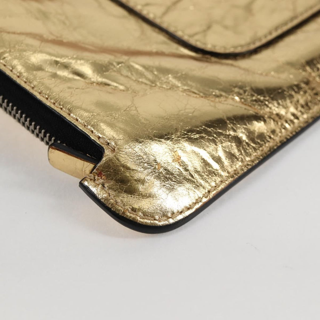 Chanel Feminine Pouch Crinkled Leather Gold Leather Clutche & Pouche Bag