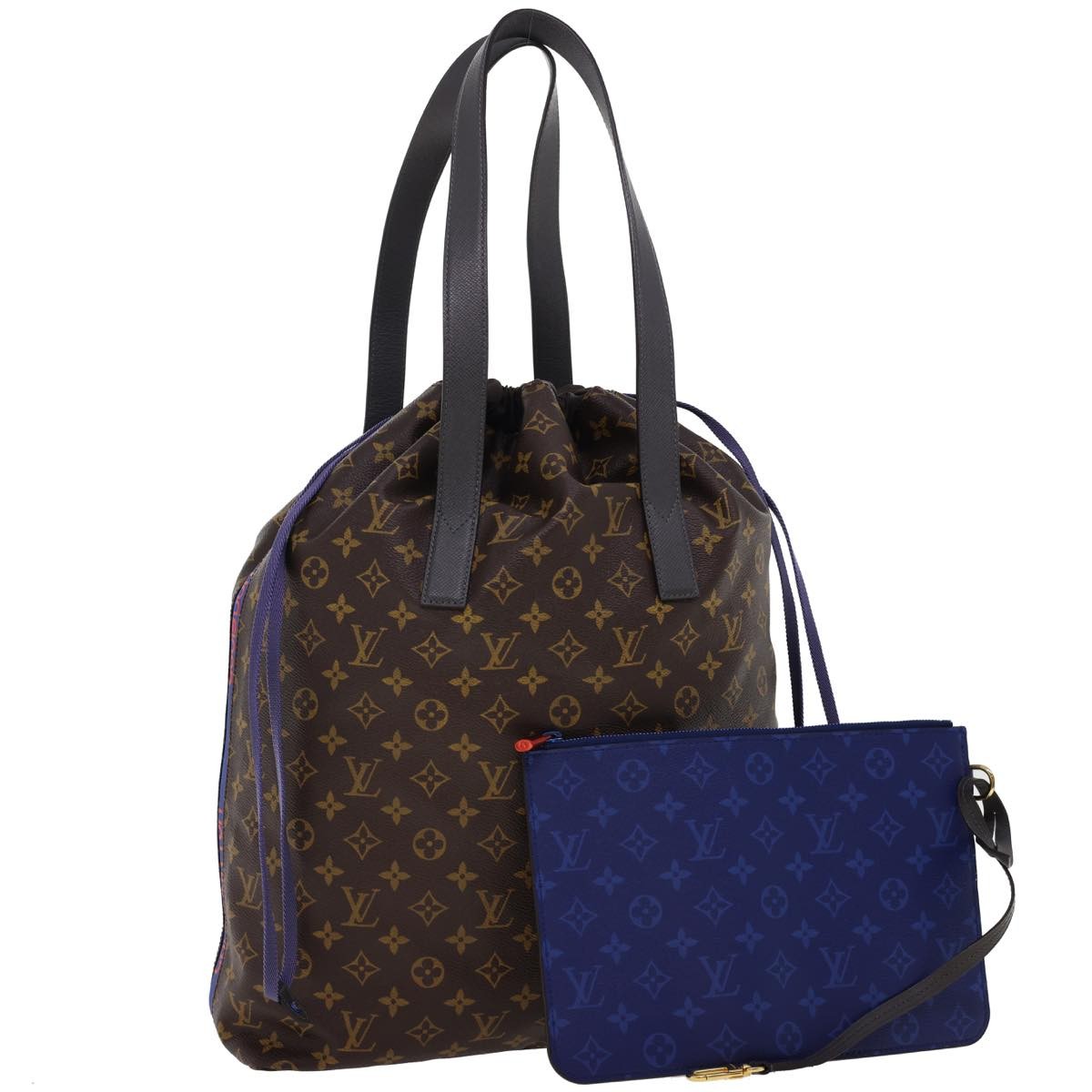 Louis Vuitton Cabas Light Drawstring Bag Monogram Split Canvas Brown Canvas Tote Bag