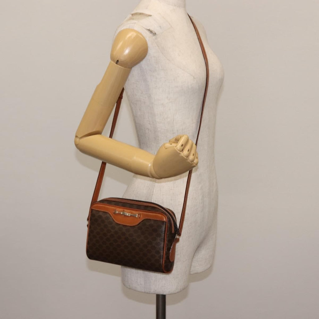 Celine Macadam Shoulder Bag Pvc Leather Brown Canvas Bag