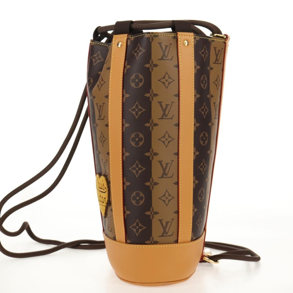 Louis Vuitton Nigo Randonnee Backpack Limited Edition Stripes Monogram Canvas Brown Canvas Shoulder Bag