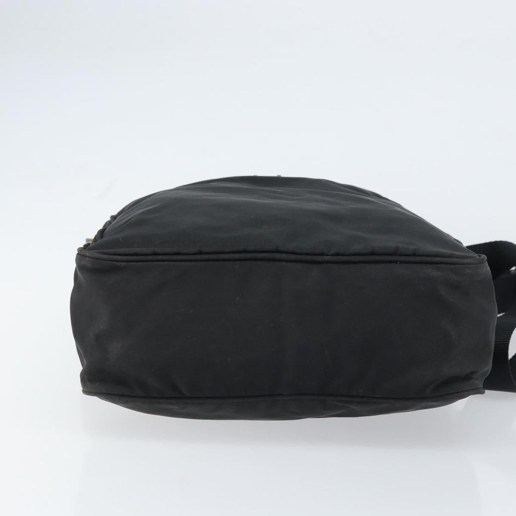 Prada Front Pocket Zip Messenger Bag Tessuto With Saffiano Leather Black Nylon Shoulder Bag Bag