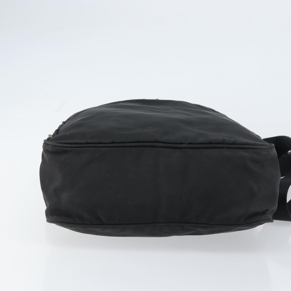 Prada Front Pocket Zip Messenger Bag Tessuto With Saffiano Leather Black Nylon Shoulder Bag Bag