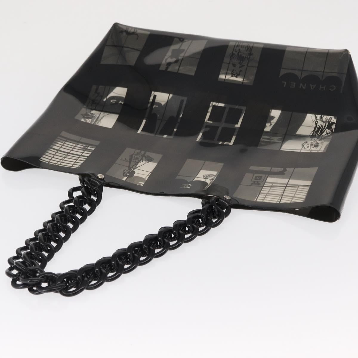 Chanel Coco Window Tote Printed Vinyl Black Plastic Tote Bag Bag