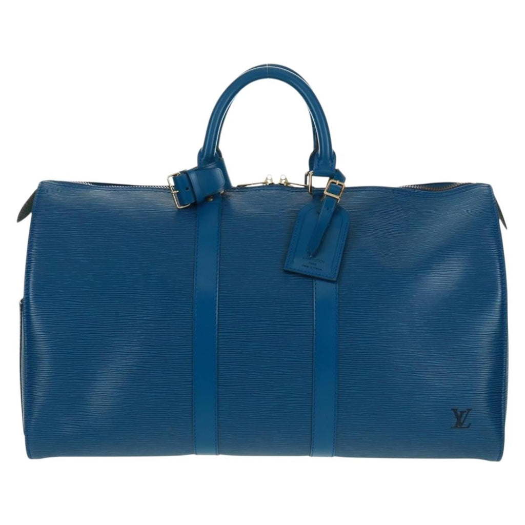 Louis Vuitton Keepall Bag Epi Leather Blue Leather Travel Bag