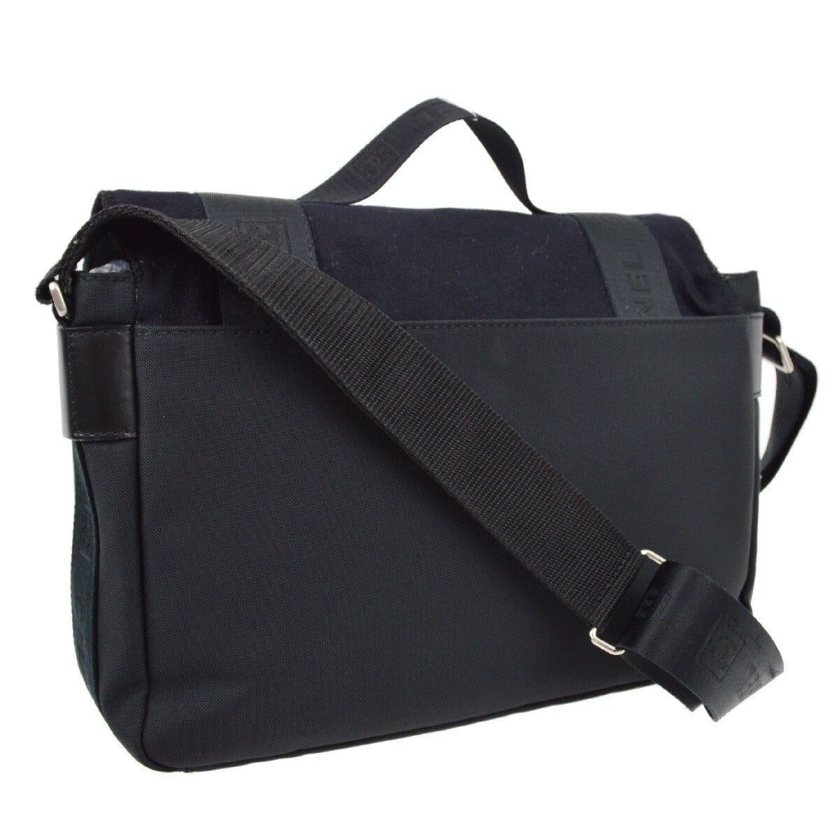 Chanel Sport Line Flap Messenger Bag Wool And Nylon Black Nylon Shoulder Bag Bag