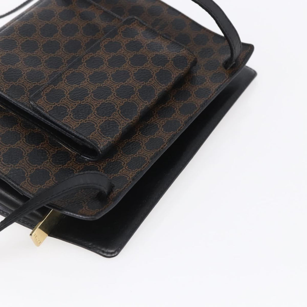 Celine Vintage Macadam Shoulder Bag Canvas Black Canvas Shoulder Bag Bag