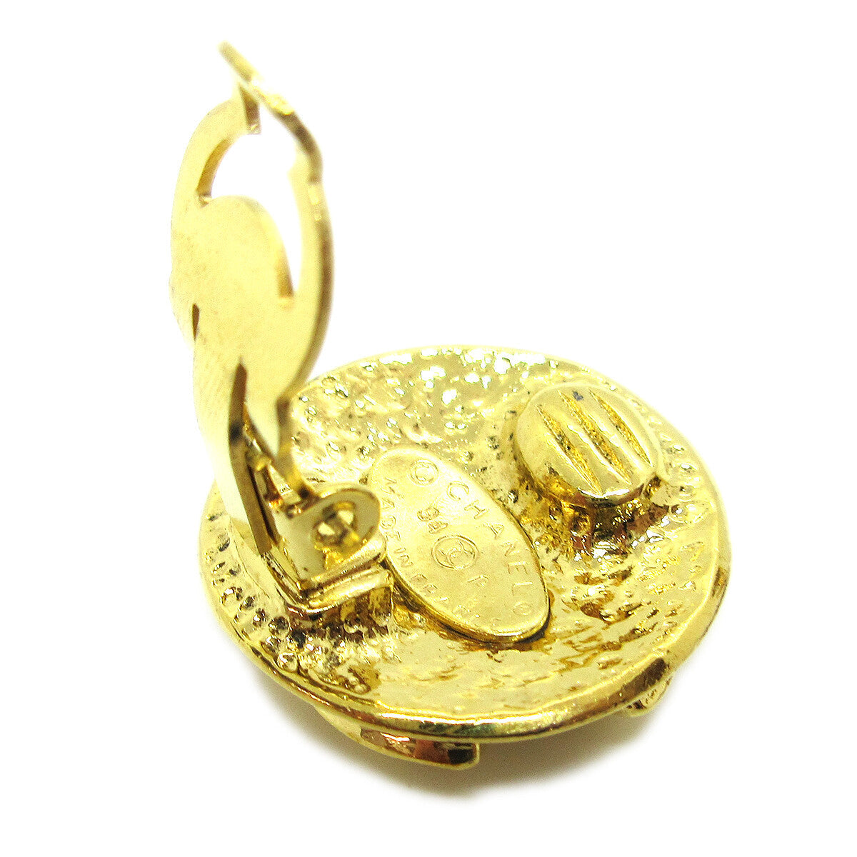 Chanel Vintage Cc Round Clip-On Earrings Metal Gold Gold_Plated Earrings Jewelry