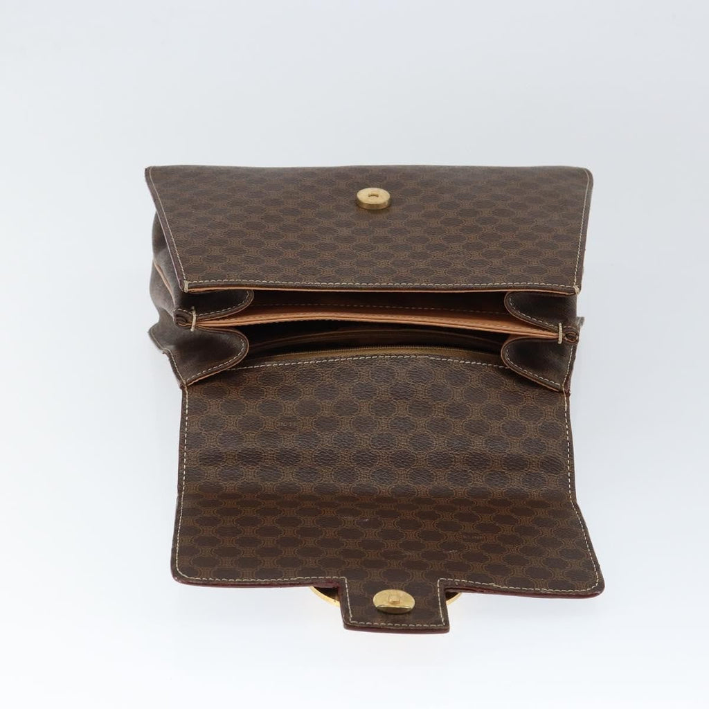 Celine Vintage Macadam Handbag Canvas Brown Pvc Handbag