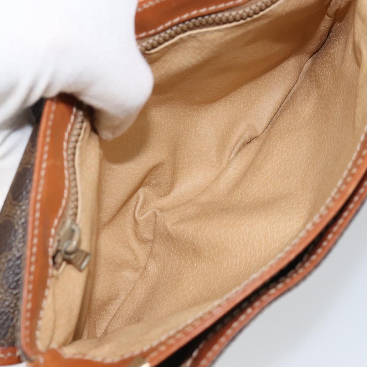 Celine Vintage Macadam Shoulder Bag Canvas And Leather Brown Canvas Shoulder Bag Bag
