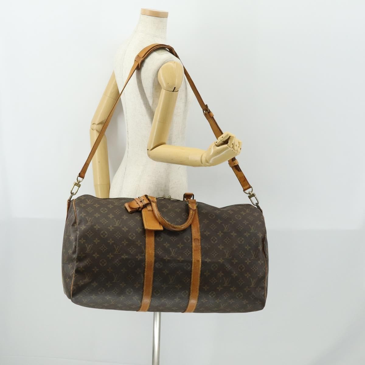 Louis Vuitton Keepall Bandouliere Bag Monogram Canvas Brown Canvas Travel Bag
