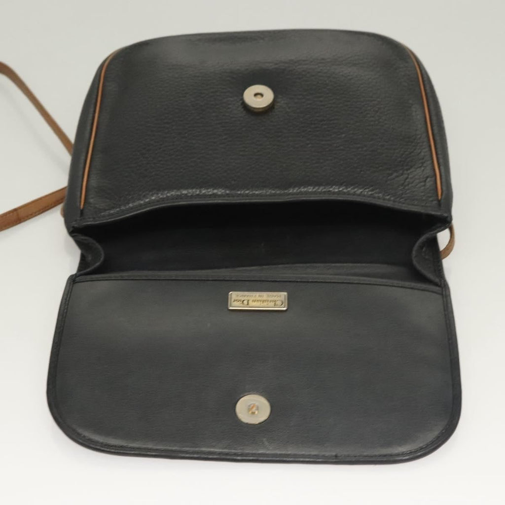 Christian Dior Vintage Trotter Crossbody Bag Leather Black Leather Clutche & Pouche Bag (Pre-Owned)