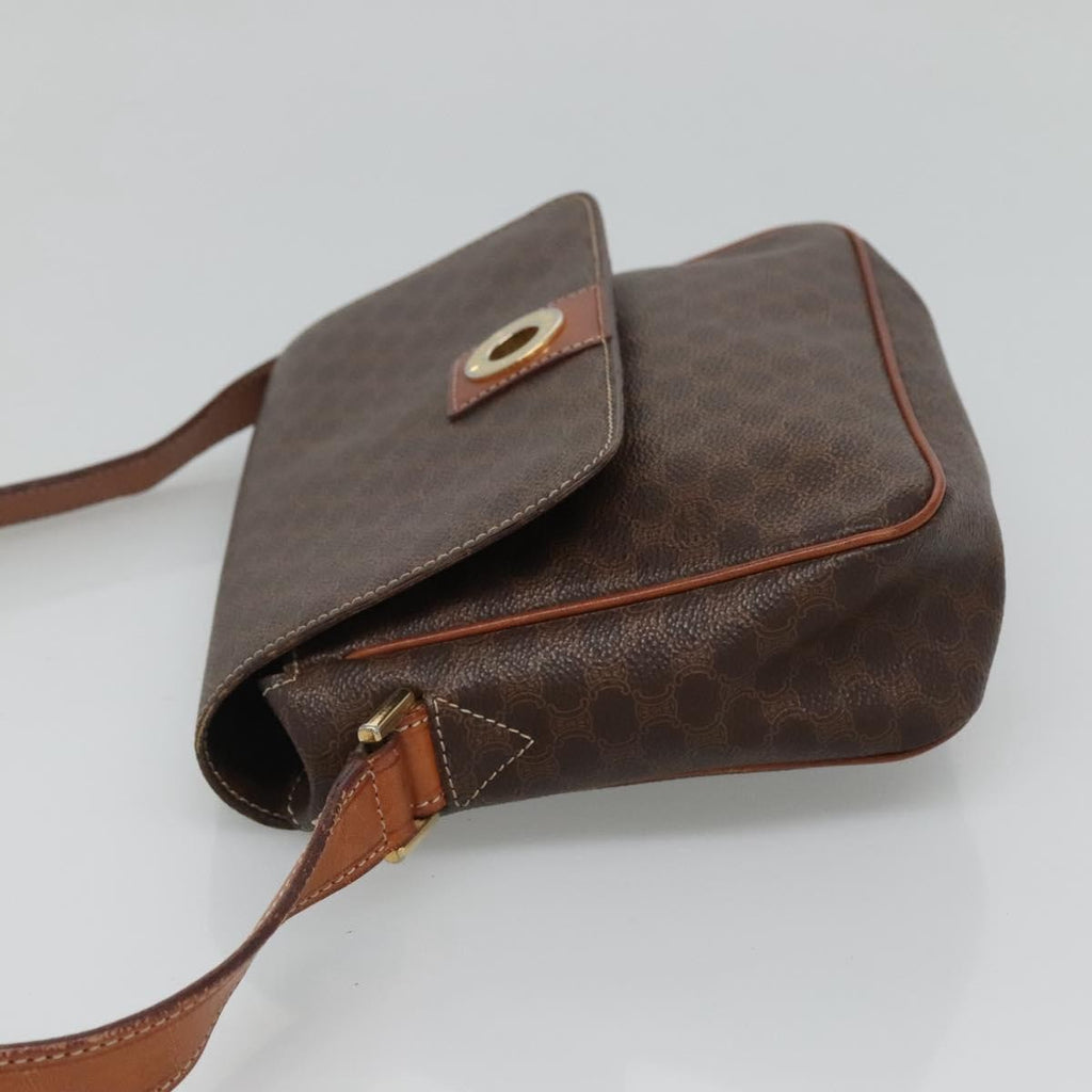 Celine Vintage Macadam Shoulder Bag Canvas Brown Canvas Shoulder Bag Bag