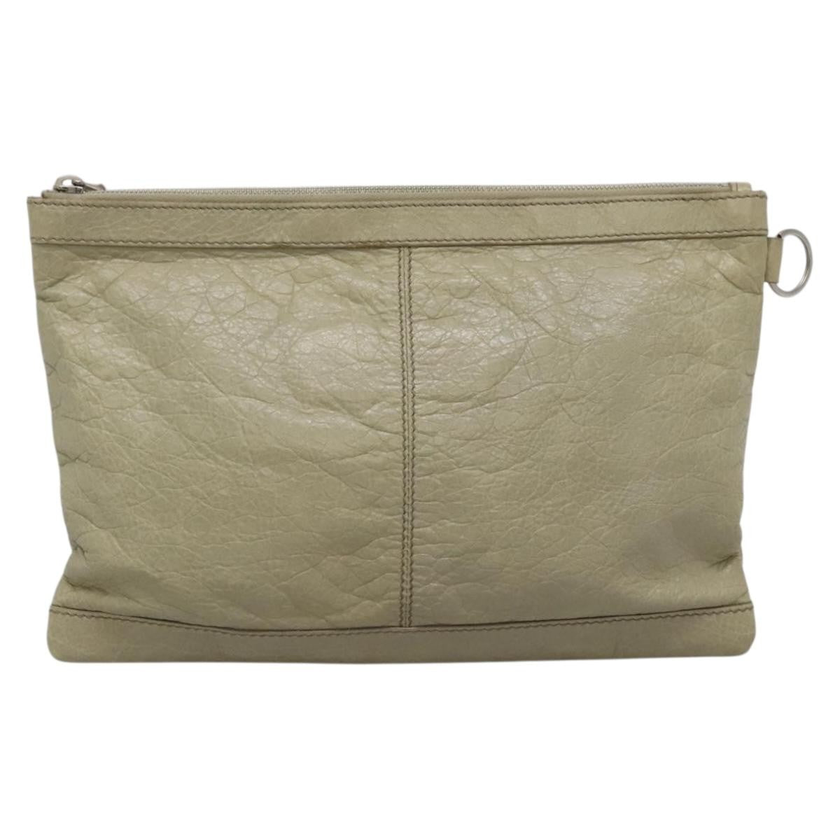 Balenciaga Classic City Clip Pouch Leather Beige Leather Clutche & Pouche