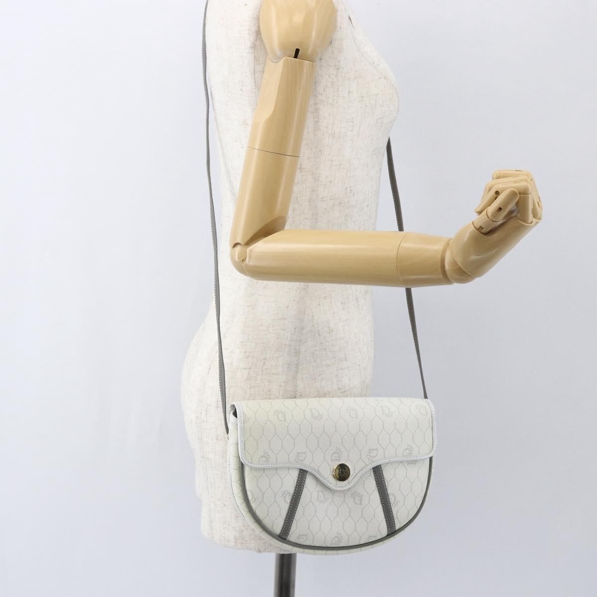Christian Dior Vintage Honeycomb Flap Crossbody Bag Coated Canvas White Canvas Shoulder Bag Bag (Pre-Owned)