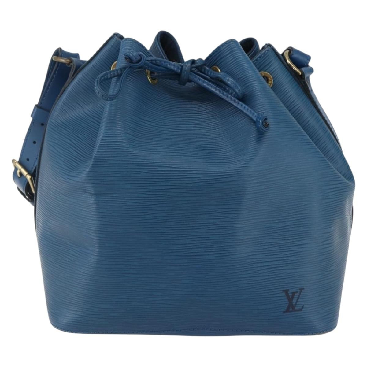 Louis Vuitton Petit Noe Handbag Epi Leather Blue Leather Shoulder Bag