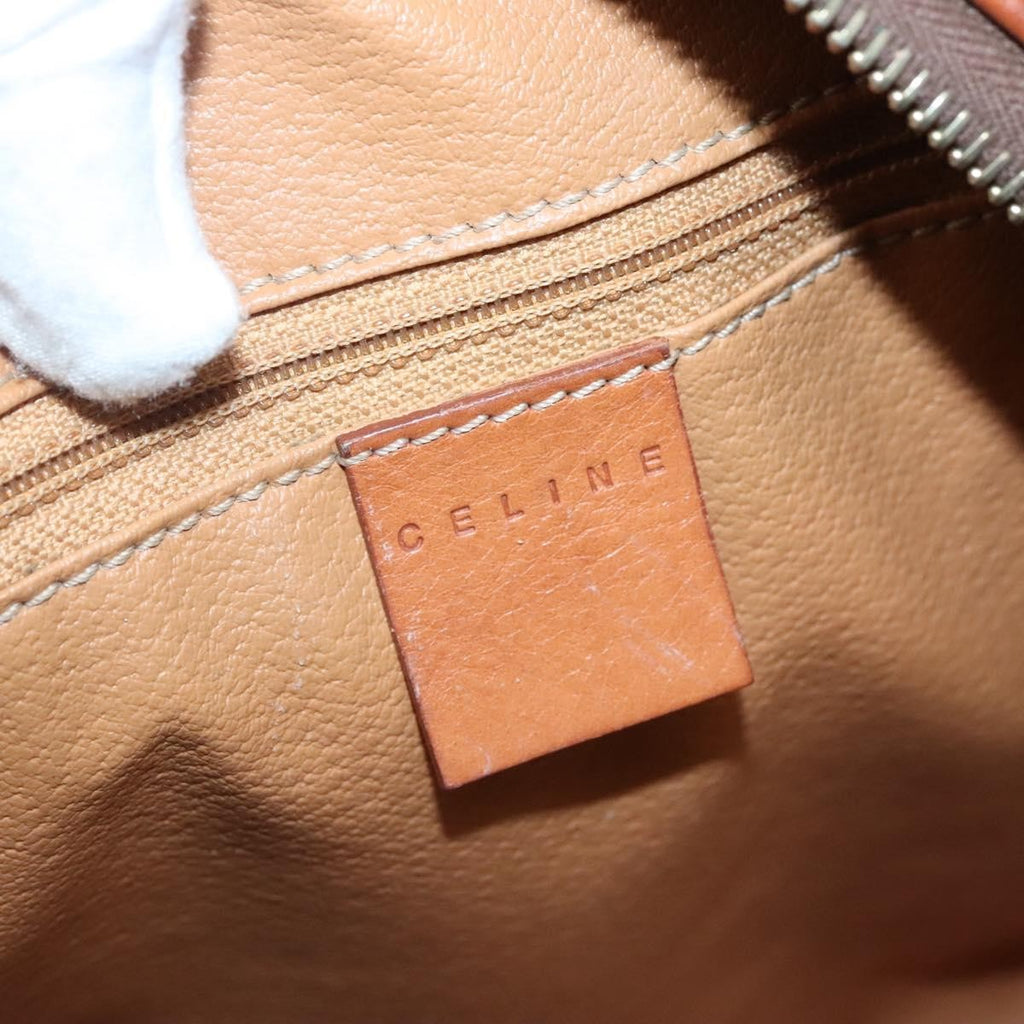 Celine Macadam Handbag Macadam With Leather Brown Canvas Bag