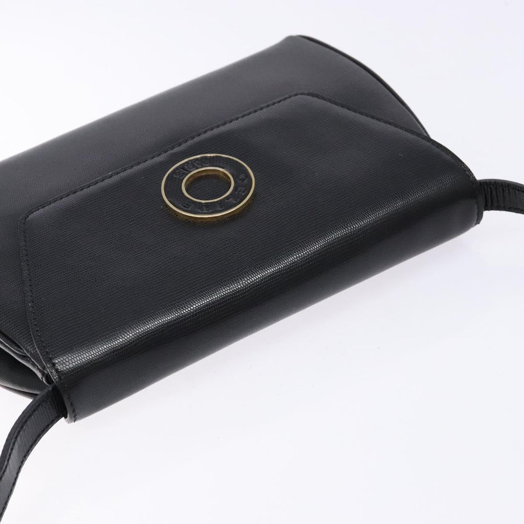 Celine Vintage Circle Logo Crossbody Bag Leather Black Leather Bag