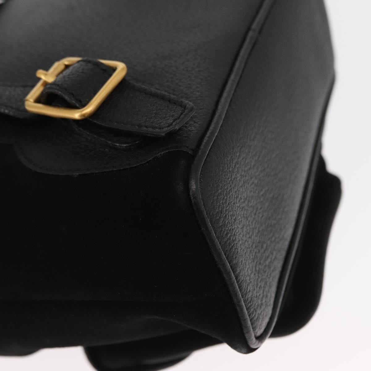 Gucci Vintage Bamboo Backpack Suede Black Suede Backpack Bag (Pre-Owned)