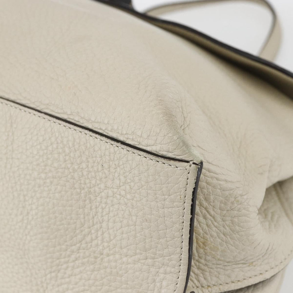 Gucci Bamboo Daily Top Handle Bag Leather White Leather Handbag (Pre-Owned)