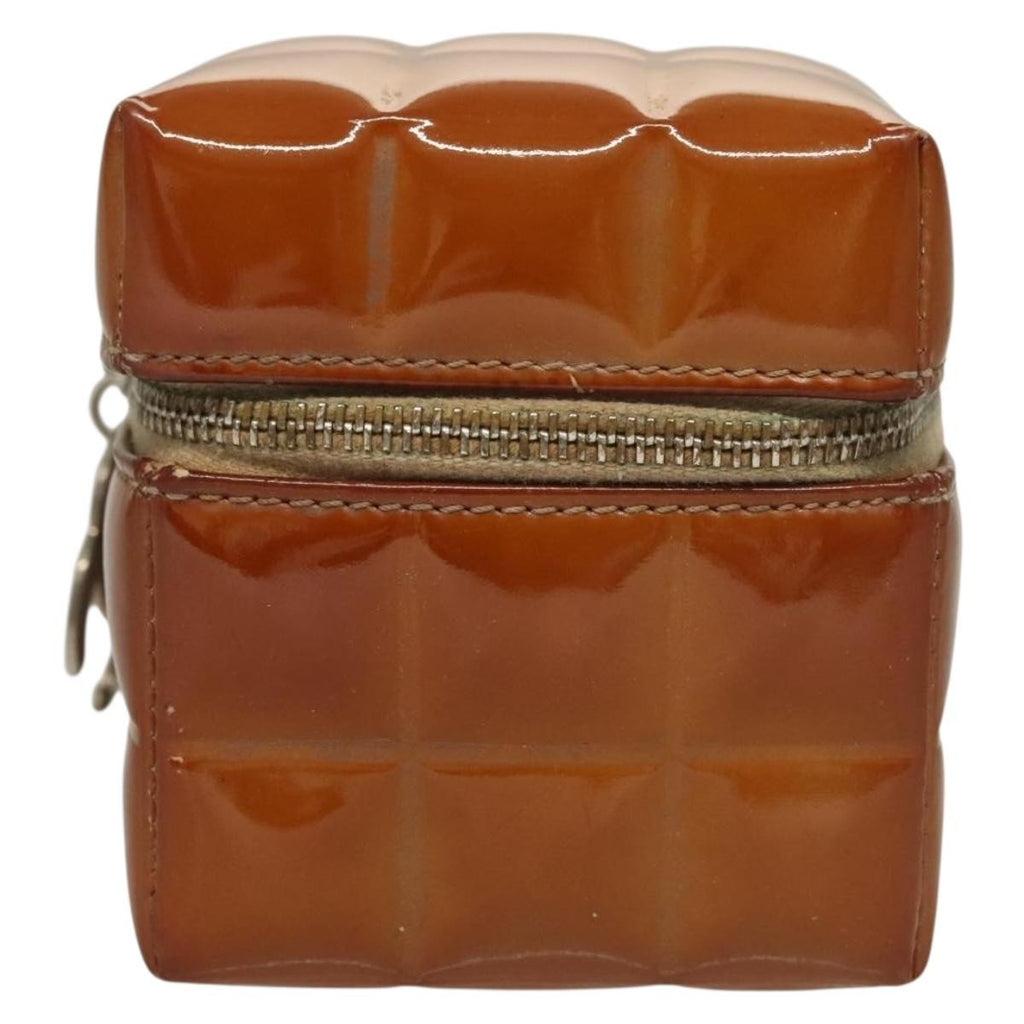 Chanel Rubiks Cube Wristlet Quilted Patent Brown Patent_Leather Bag
