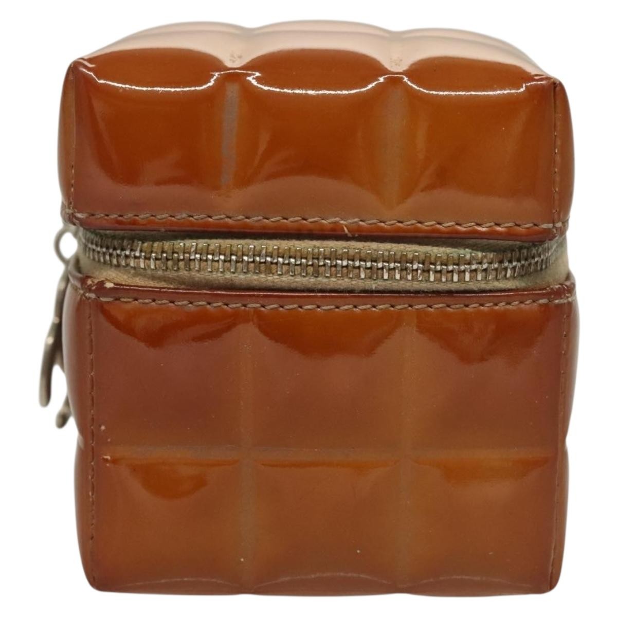 Chanel Rubiks Cube Wristlet Quilted Patent Brown Patent_Leather Bag