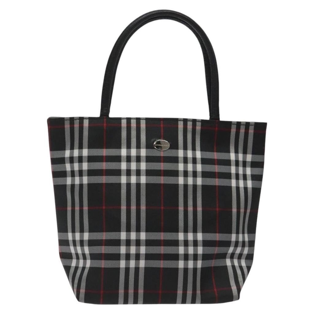 Burberry Nova Check Tote Nylon Black Nylon Handbag