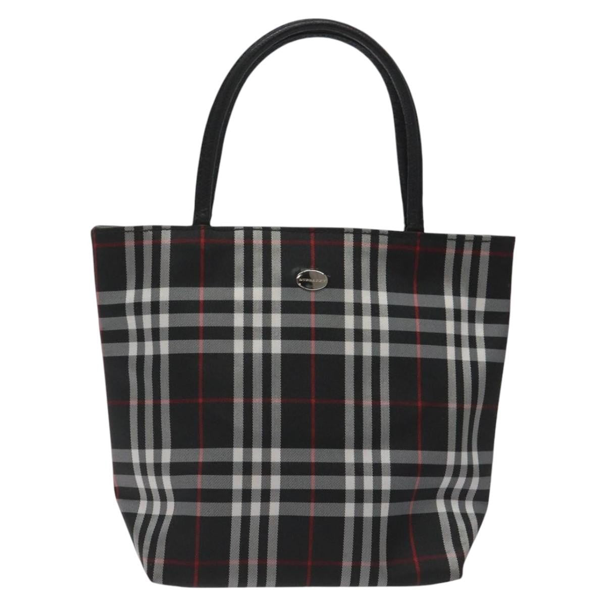 Burberry Nova Check Tote Nylon Black Nylon Handbag